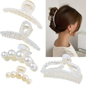 Set of 5 Hair Clips with Pearl Design. Wedding Hairstyles and Updo Accessories